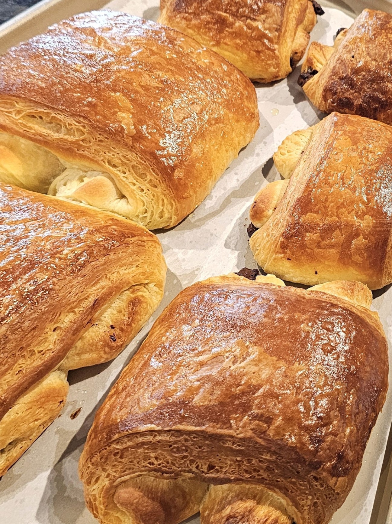 Fresh-baked pastries on a tray